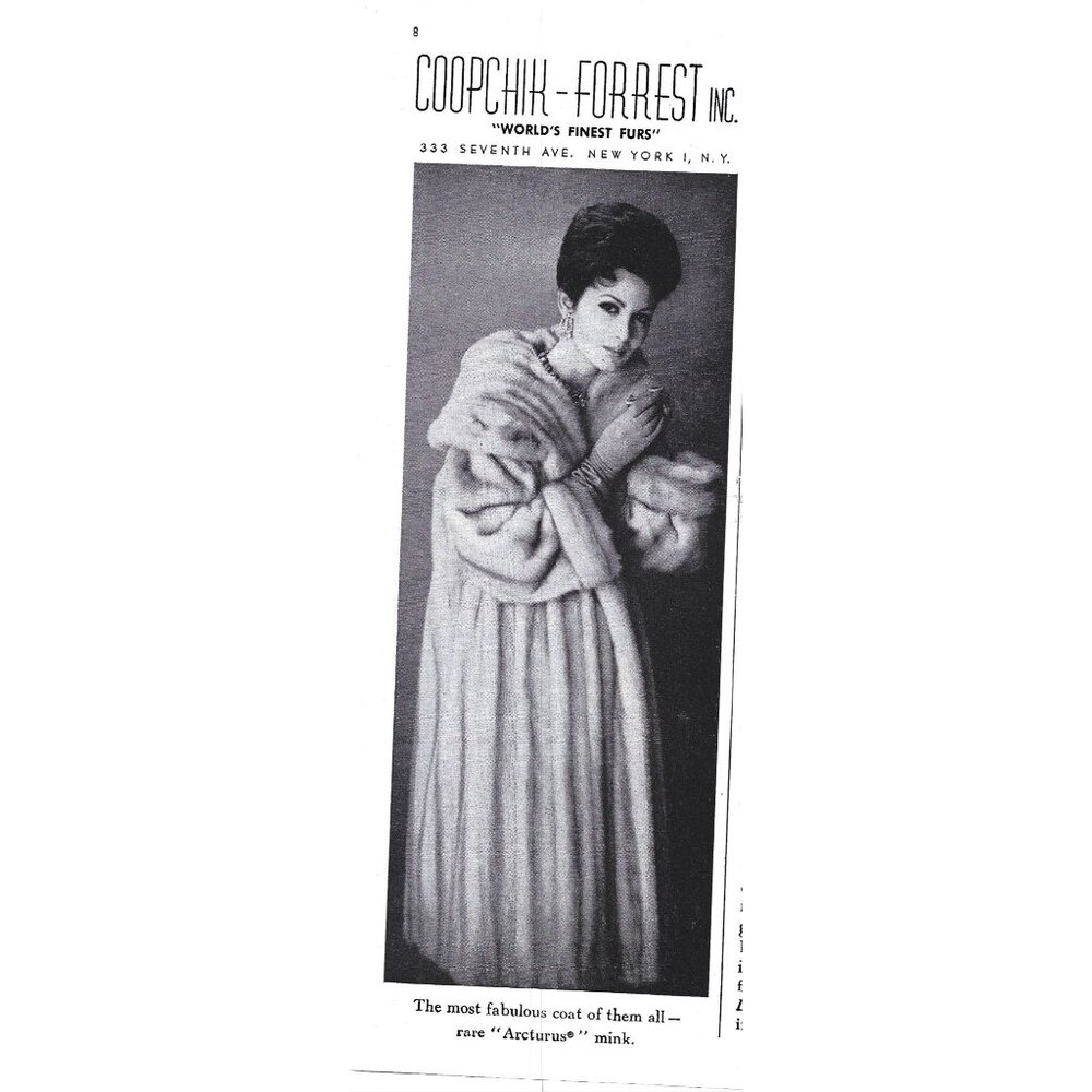 Coopchik Forest Finest Furs Nyc Advertisement 1950s Vintage Print Ad 9 inch Tall